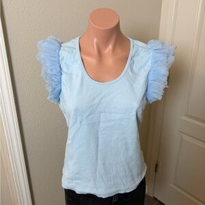 Dolan Sky Blue Ruffle Sleeve Tank Top Sz L